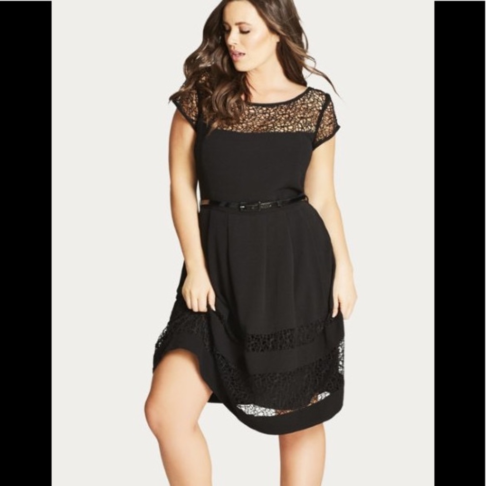 City Chic Delicate Lace Fit and Flare Dress size 14W